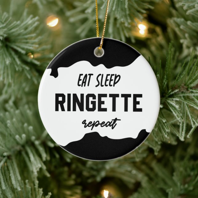 Essen Schlaf Ringette Wiederholung Ringette Player Keramik Ornament (Baum)