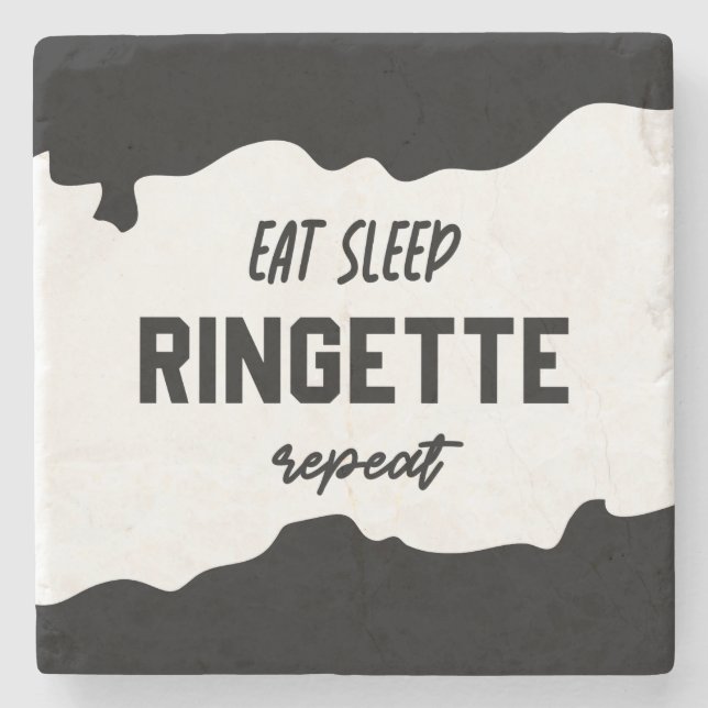 Essen Schlaf Ringette Wiederholung Ringette Player Steinuntersetzer (Vorderseite)