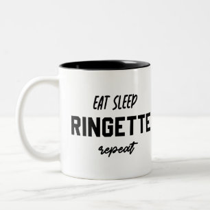 Essen Schlaf Ringette Wiederholung Ringette Player Zweifarbige Tasse