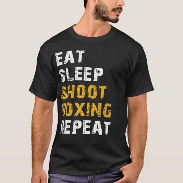 Essen Schlaf Shoot Boxen T-Shirt (Vorderseite)