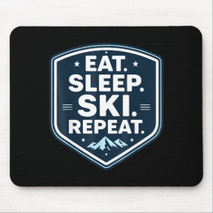 Essen Schlaf Skifahren wiederholen Skifahrer Skili Mousepad