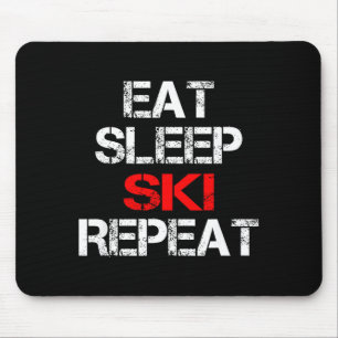 Essen Schlaf Skifahren wiederholen Winter Berge Sk Mousepad