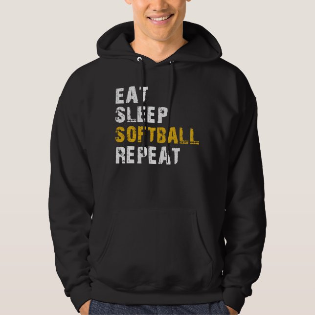 Essen Schlaf Softball Hoodie (Vorderseite)