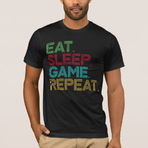 Essen Schlaf Spiel Wiederholen Lustig T-Shirt