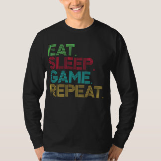 Essen Schlaf Spiel Wiederholen Lustig T-Shirt