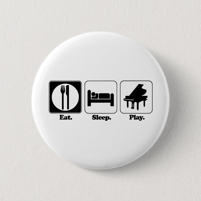 Essen Schlaf spielen Klavier Button (Vorderseite)