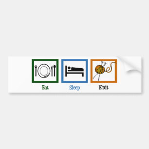 Essen Schlaf Strick Autoaufkleber