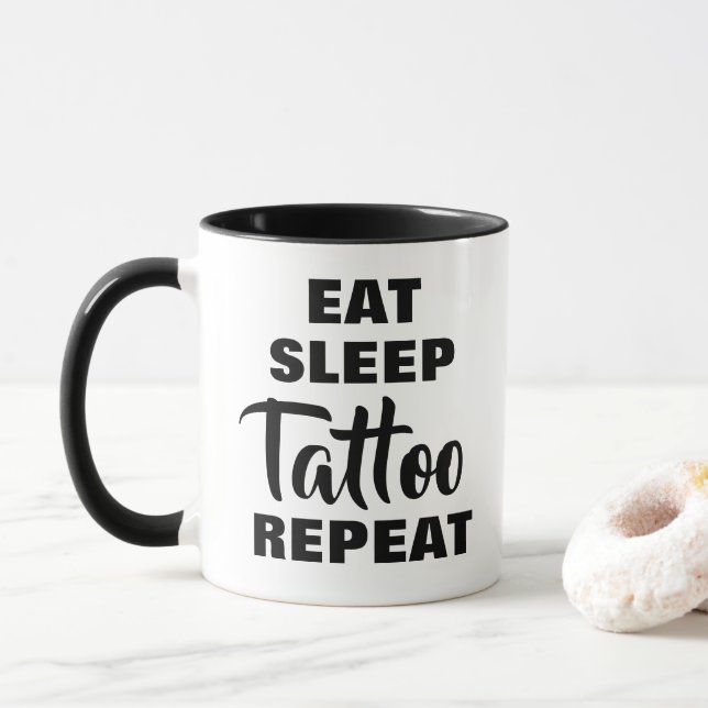 Essen Schlaf Tattoo wiederholen Kaffee Tasse für K (Mit Donut)