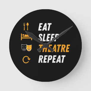 Essen Schlaf Theater Wiederholung Runde Wanduhr