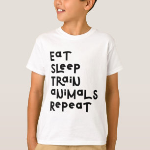 Essen Schlaf Tierzug wiederholen Motivierend Sloga T-Shirt