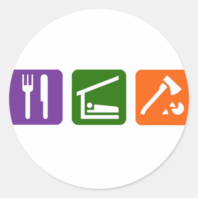 Essen Schlaf zerklumpendes Holz Runder Aufkleber (Vorderseite)