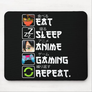 Essen Schlafen Anime Gaming Wiederholen Gamer Männ Mousepad