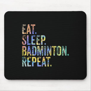 Essen Schlafen Badminton Wiederholen Vintage Lusti Mousepad