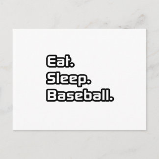 Essen. Schlafen. Baseball. Postkarte