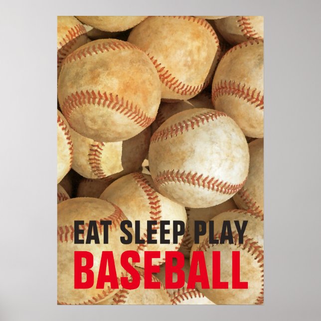 Essen Schlafen Baseball spielen Inspiration Poster (Vorne)