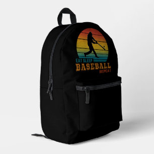 Essen Schlafen Baseball Wiederholen Bedruckter Rucksack