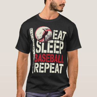 Essen Schlafen Baseball Wiederholen Lustiger Baseb T-Shirt