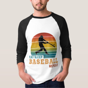 Essen Schlafen Baseball Wiederholen T-Shirt