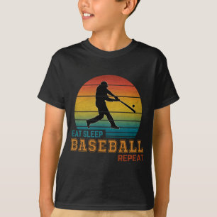 Essen Schlafen Baseball Wiederholen T-Shirt