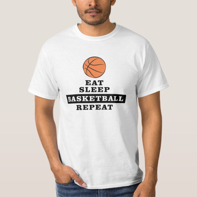 Essen, schlafen, Basketball, wiedergutmachen T-Shirt (Vorderseite)