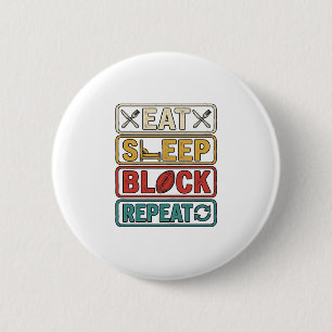 Essen Schlafen Block Wiederholen Fußball Vintage-S Button
