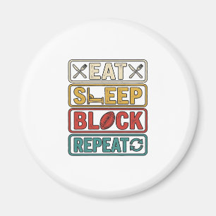 Essen Schlafen Block Wiederholen Fußball Vintage-S Magnet