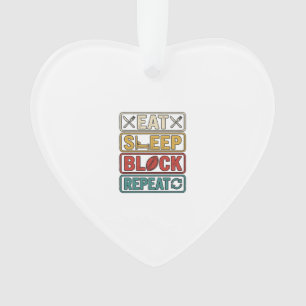 Essen Schlafen Block Wiederholen Fußball Vintage-S Ornament