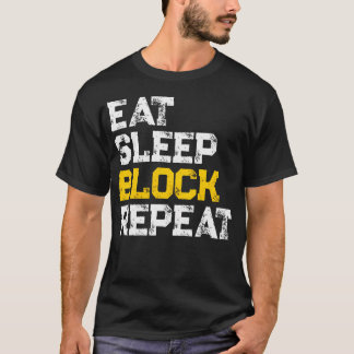 Essen Schlafen Blockieren Wiederholen Fußball Offe T-Shirt
