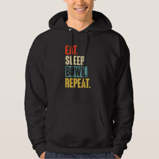 Essen Schlafen Bowling Wiederholen Retro Vintage Hoodie