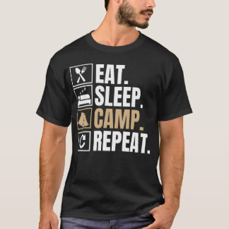 essen schlafen campen wiederholen Mädchen T-Shirt