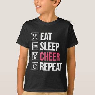 Essen Schlafen Cheer Wiederholen Lustiges Cheerlea T-Shirt