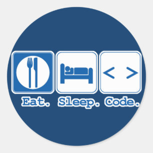 essen schlafen code (html) runder aufkleber