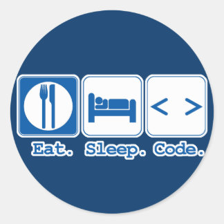 essen schlafen code (html) runder aufkleber
