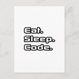 Essen. Schlafen. Code. Postkarte