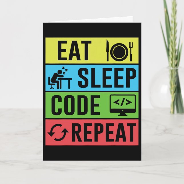 Essen Schlafen Code Wiederholen Lustige Programmie Karte (Vorderseite)