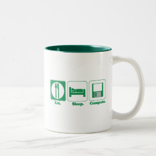 essen schlafen Computer (grün) Zweifarbige Tasse