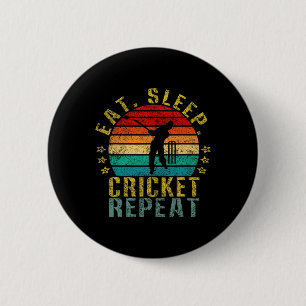Essen Schlafen Cricket Wiederholen Lustig Retro  Button