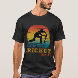 Essen Schlafen Cricket Wiederholen T-Shirt