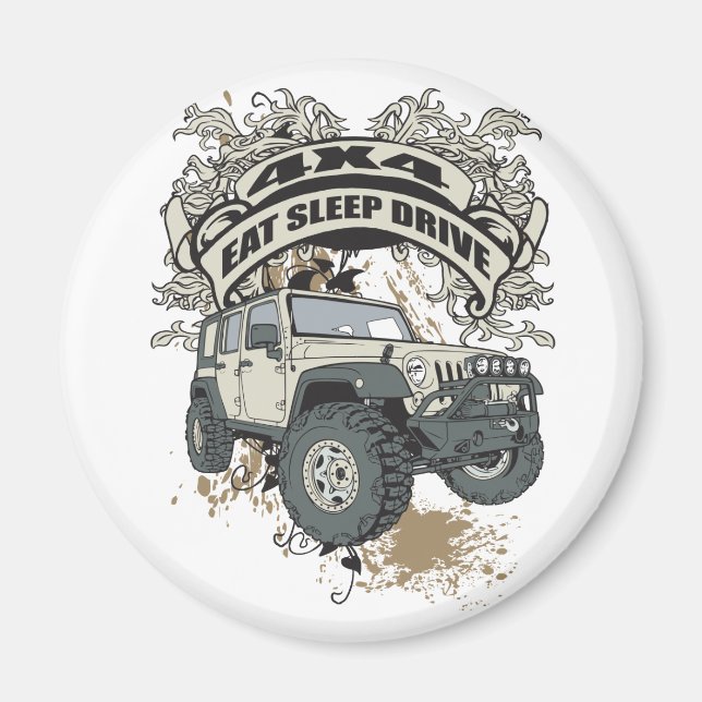 Essen, schlafen, fahren 4x4 magnet (Vorne)