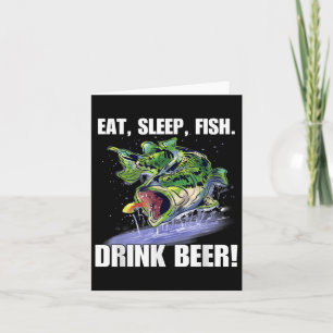 Essen Schlafen Fisch trinken Bier Funny Fishing Karte