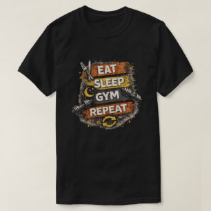 Essen Schlafen Fitnessstudio Wiederholen Vintage F T-Shirt