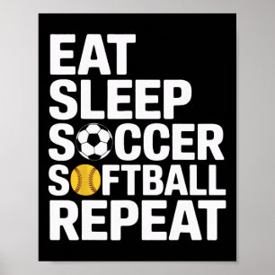Essen Schlafen Fußball Softll Wiederholen Coach Mü Poster