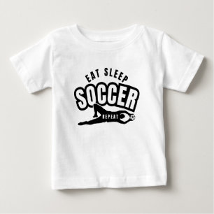 essen schlafen Fußball wiederholen Baby T-shirt