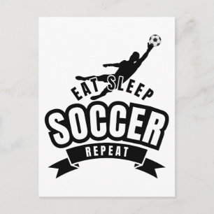 essen schlafen fußball wiederholen postkarte