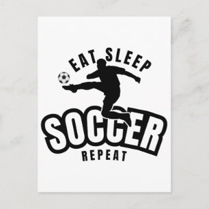 essen schlafen Fußball wiederholen Postkarte