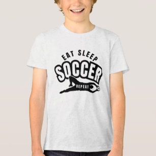 essen schlafen Fußball wiederholen Tri-Blend Shirt