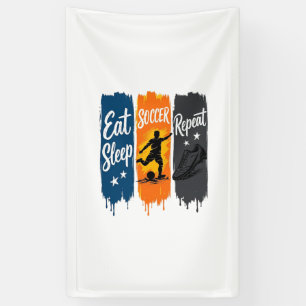 Essen Schlafen Fußball Wiederholen Vintage Fußball Banner