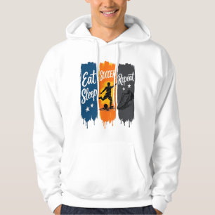 Essen Schlafen Fußball Wiederholen Vintage Fußball Hoodie