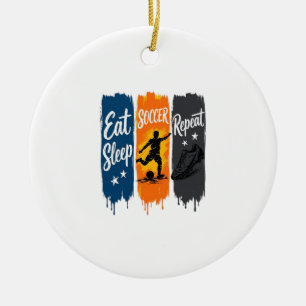 Essen Schlafen Fußball Wiederholen Vintage Fußball Keramik Ornament
