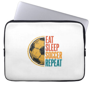 Essen Schlafen Fußball Wiederholen Vintage Fußball Laptopschutzhülle